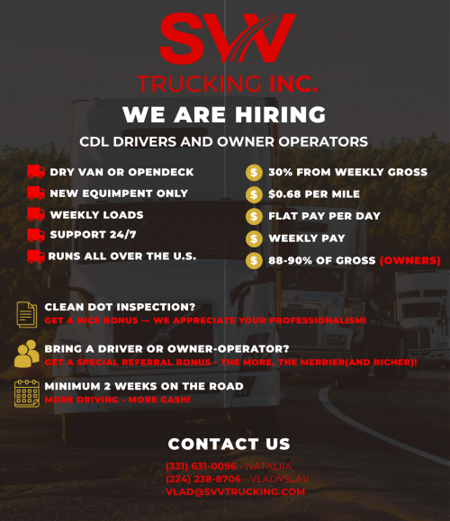 DRIVER'S NEEDED! FLATBED OR DRYVAN.