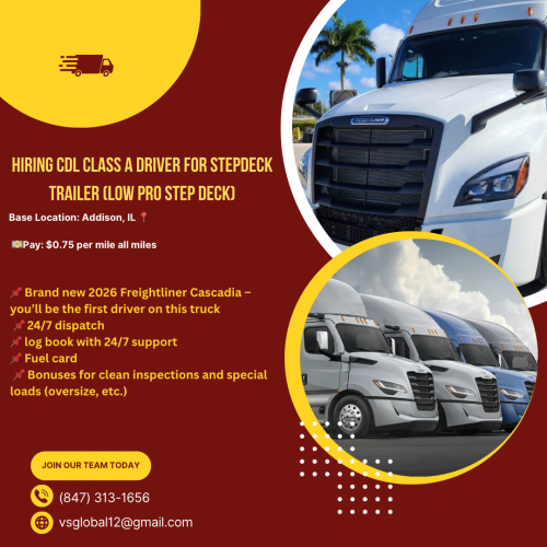 Hiring CDL Class A Driver for Stepdeck Trailer