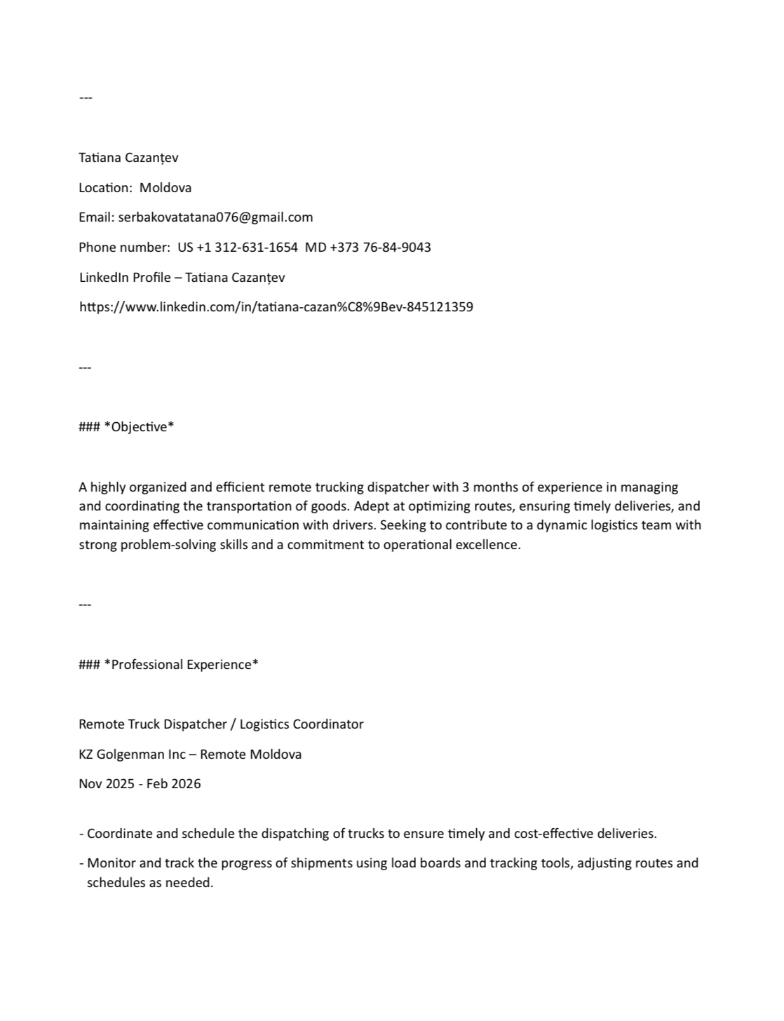 I'm looking for a remote job as a freight dispatcher