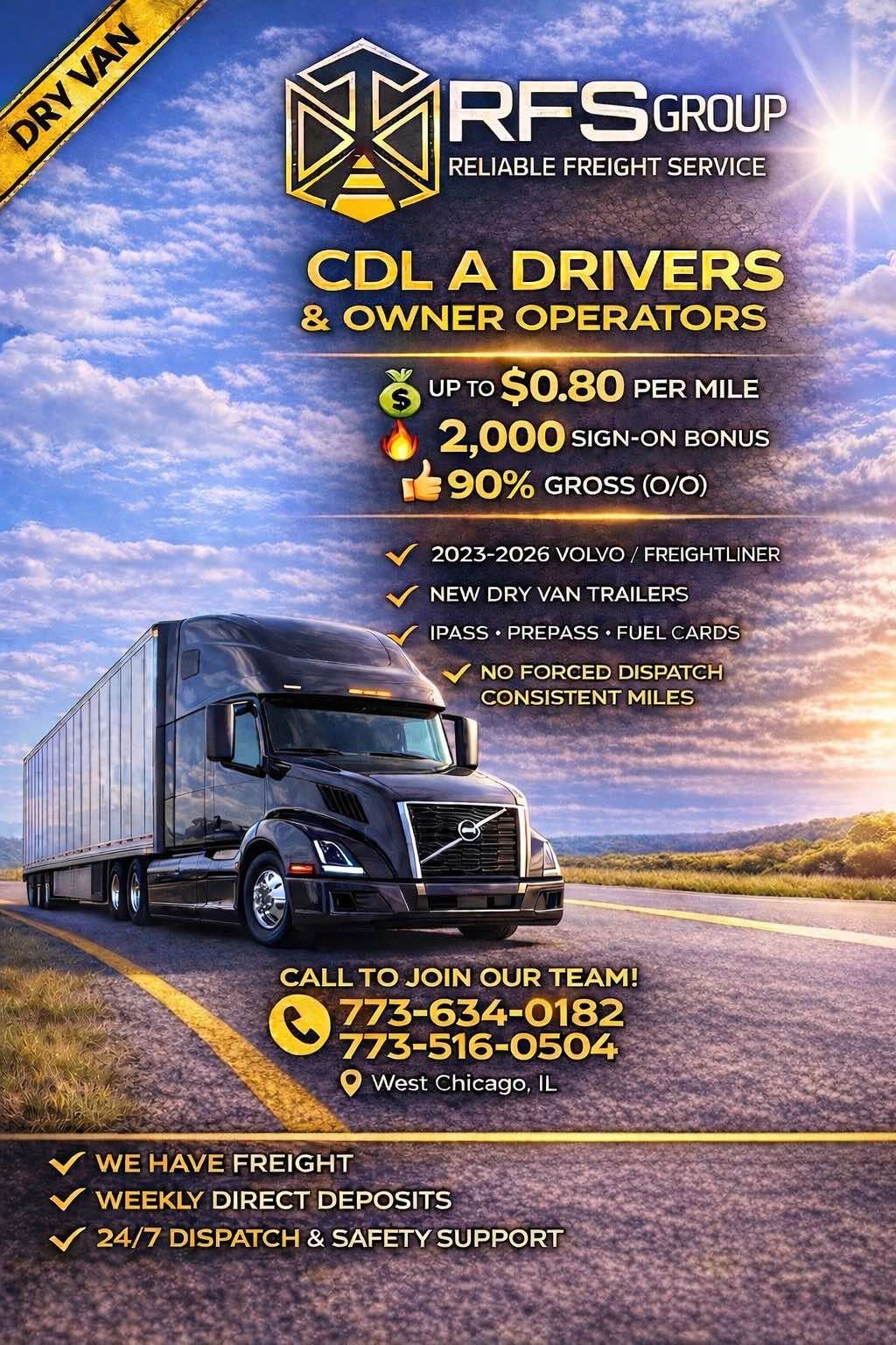 Набираем водителей CDL A и Овнер Операторов